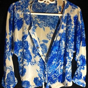 * FWP* Blue floral sheer tie up top